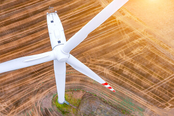 Aerial view of a wind turbine - environmental, renewable energy concept © Vladyslav