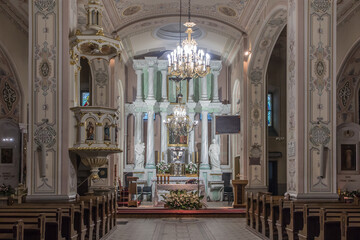 Fototapeta na wymiar Sokolka, POLAND - September 24, 2021: Church of St. Anthony in Sokolka, Poland