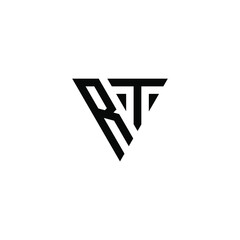 Initial letter RT triangle logo design vector