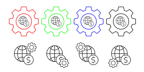 Dollar vector icon in gear set illustration for ui and ux, website or mobile application