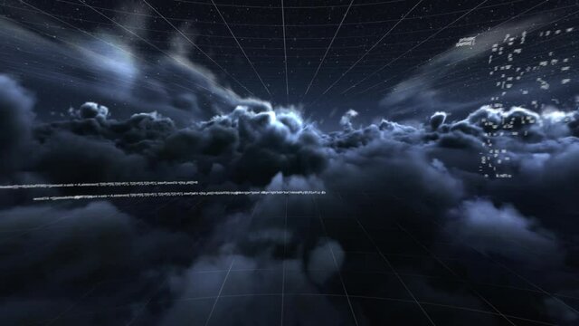 Animation of data processing over clouds
