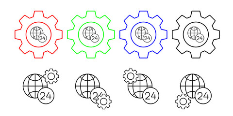 Time vector icon in gear set illustration for ui and ux, website or mobile application