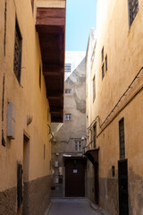 Africa city old town Fez Morocco traditional tourist oriental street leather roof view arabic colorful medina