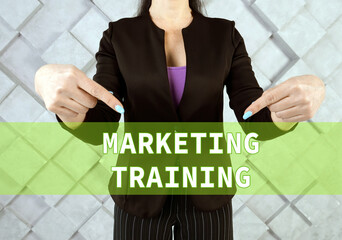  MARKETING TRAINING inscription on the screen.