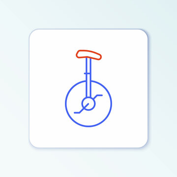 recommend clip art: Line Unicycle or one wheel bicycle icon isolated on white background. Monowheel bicycle. Colorful outline concept. Vector