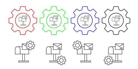 Mailbox, mail, send vector icon in gear set illustration for ui and ux, website or mobile application