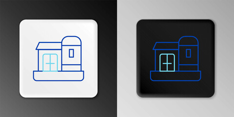 Line Farm house icon isolated on grey background. Colorful outline concept. Vector