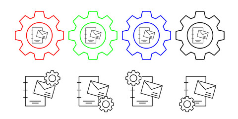 Document, email, message vector icon in gear set illustration for ui and ux, website or mobile application