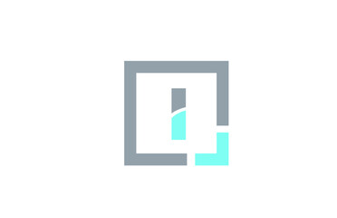 grey letter I alphabet logo design icon for business