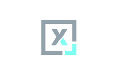 grey letter X alphabet logo design icon for business