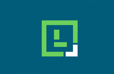 blue green letter L alphabet logo design icon for business