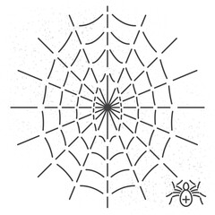 Obraz premium Spider and Egg Shape Web Single Line Style Icon as Halloween Holidays Advertising Decoration Template - Black on White Background - Flat Graphic Design