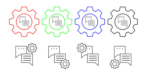 Chat, writing, message vector icon in gear set illustration for ui and ux, website or mobile application