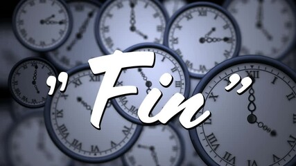 Animation of fin text over multiple clock moving fast
