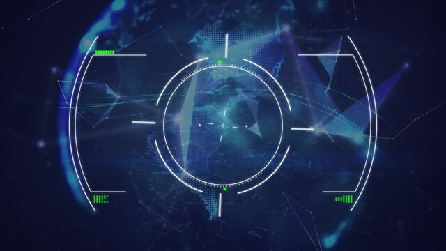 Animation of interference over scope scanning, globe and web of connections