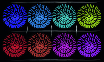 Colorful circles on black background