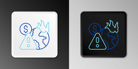 Line Global economic crisis icon isolated on grey background. World finance crisis. Colorful outline concept. Vector