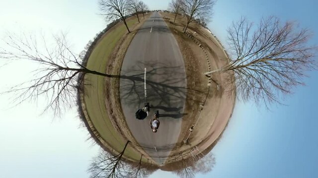 360 degree skateboarding virtual reality vr tiny planet effect shot in 4k with 360 cam