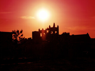 Castle Silhouette in Red Sunset