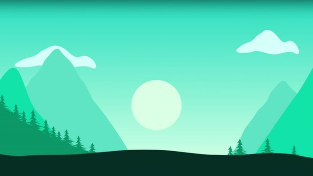 Animation of globe over green mountain landscape