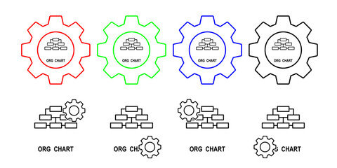 Organizational chart vector icon in gear set illustration for ui and ux, website or mobile application