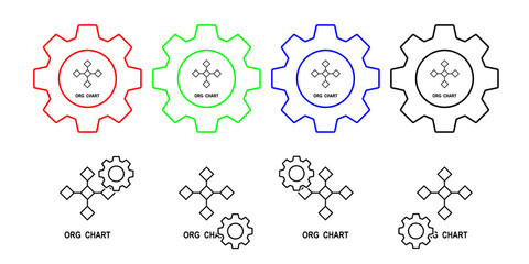 Organizational chart vector icon in gear set illustration for ui and ux, website or mobile application