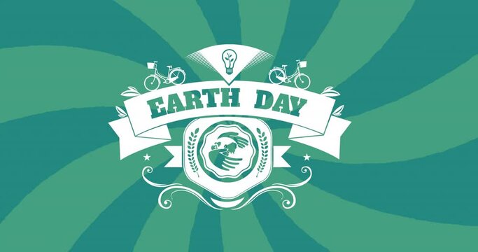 Animation of earth day banner on green background
