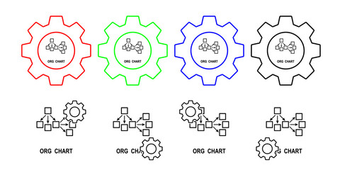 Organizational chart vector icon in gear set illustration for ui and ux, website or mobile application