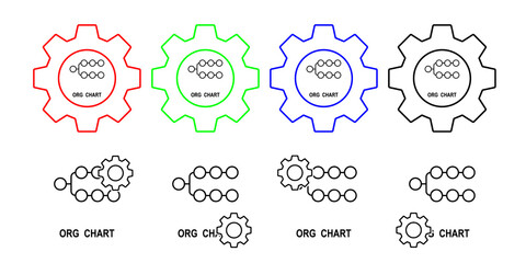 Organizational chart vector icon in gear set illustration for ui and ux, website or mobile application