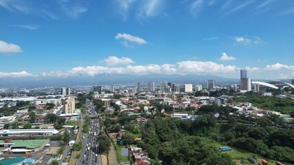 Fototapeta na wymiar Aerial view of La Sabana park and San Jose, Costa Rica from the West 