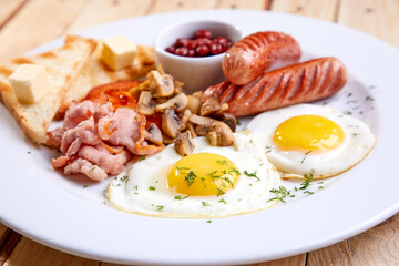 breakfast with sausage and eggs