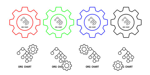 Organizational chart vector icon in gear set illustration for ui and ux, website or mobile application