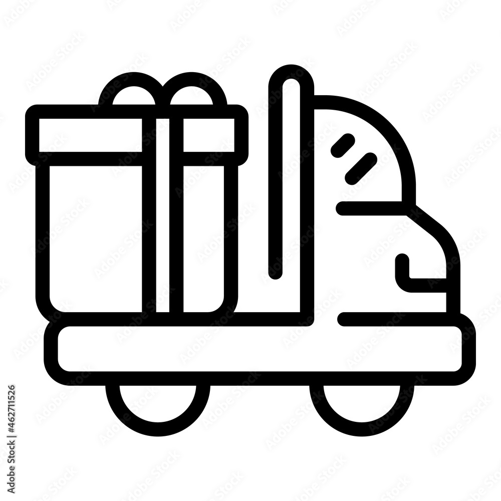Wall mural Gift box delivery icon outline vector. Present birthday. Package surprise - Wall murals