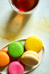 fresh macaroon pastries on a beautiful background