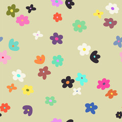 Fototapeta na wymiar Colorful seamless pattern with little flowers.