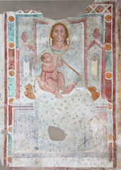 Madonna allattante in trono; affresco nell'antica chiesetta di San Biagio, presso Levico (Trento)