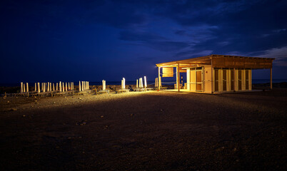 Empty beach at night, Cervo, Italy