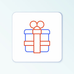 Line Gift box icon isolated on white background. Colorful outline concept. Vector