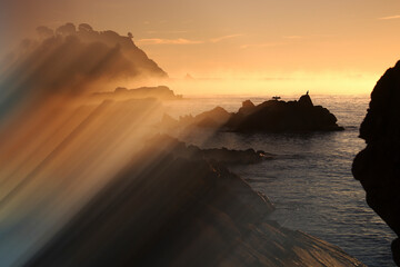 Spain, Cala S'Alguer, Costa Brava, sunset at the coast