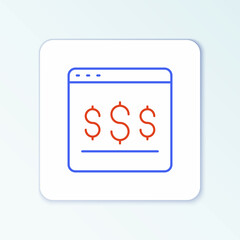 Line Online shopping on screen icon isolated on white background. Concept e-commerce, e-business, online business marketing. Colorful outline concept. Vector