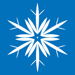 White snowflake on blue background, vector illustration