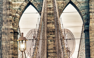 Columns of Brooklyn Bridge detail, New York City