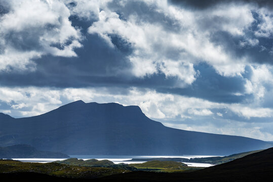 United Kingdom, Scotland, Scottish Highland, Sutherland, Ullapool, light mood and Cul Mor mountain in the background