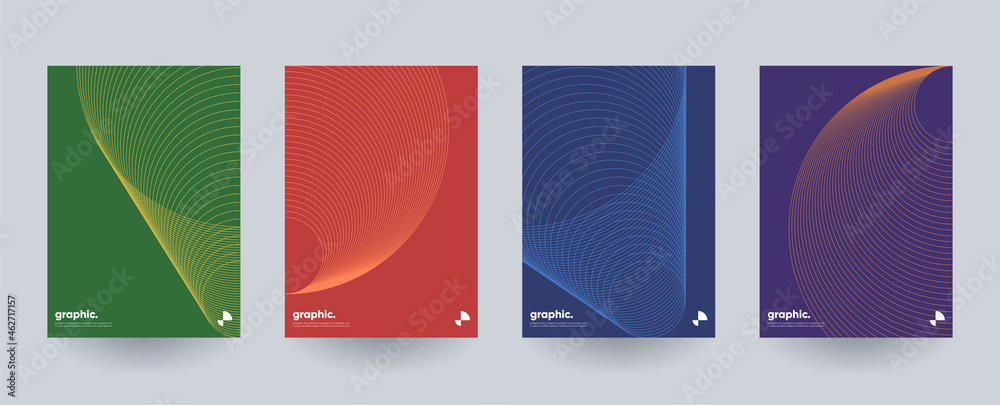 Wall mural Modern minimal brochure templates. Wavy linear patterns composition.