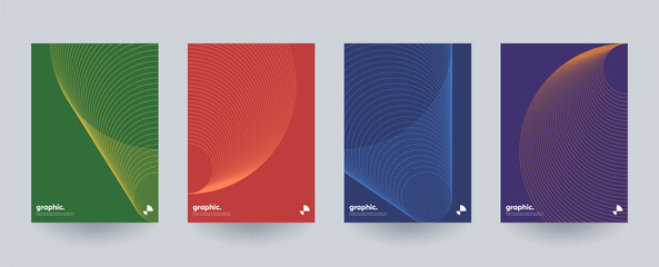 Modern minimal brochure templates. Wavy linear patterns composition.
