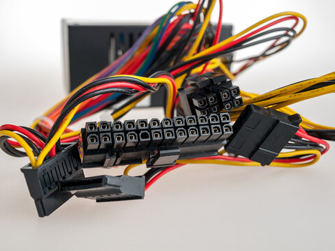 24-pin power connector for the PC of the motherboard, through which power is supplied from the unit to the system board, according to the ATX standard, close-up
