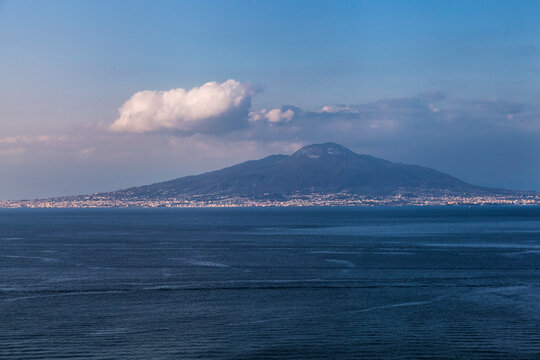 Italy, Campania, Sorrento and  Mount Vesuvio