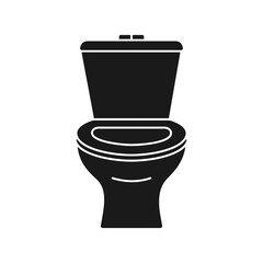 Bathroom toilet seat and toilet bowl in silhouette vector icon