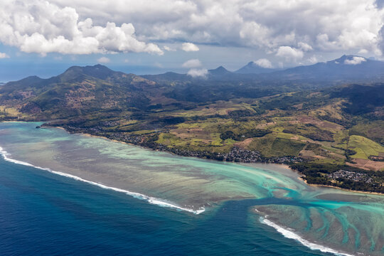 Mauritius, Southwest Coast, Indian Ocean, Aerial View