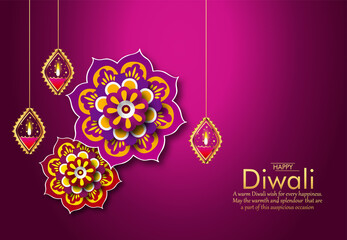 Happy Diwali, Festival of lights ,Vector illustration and Beautiful greeting card for celebration of shubh deepawali - 462720127